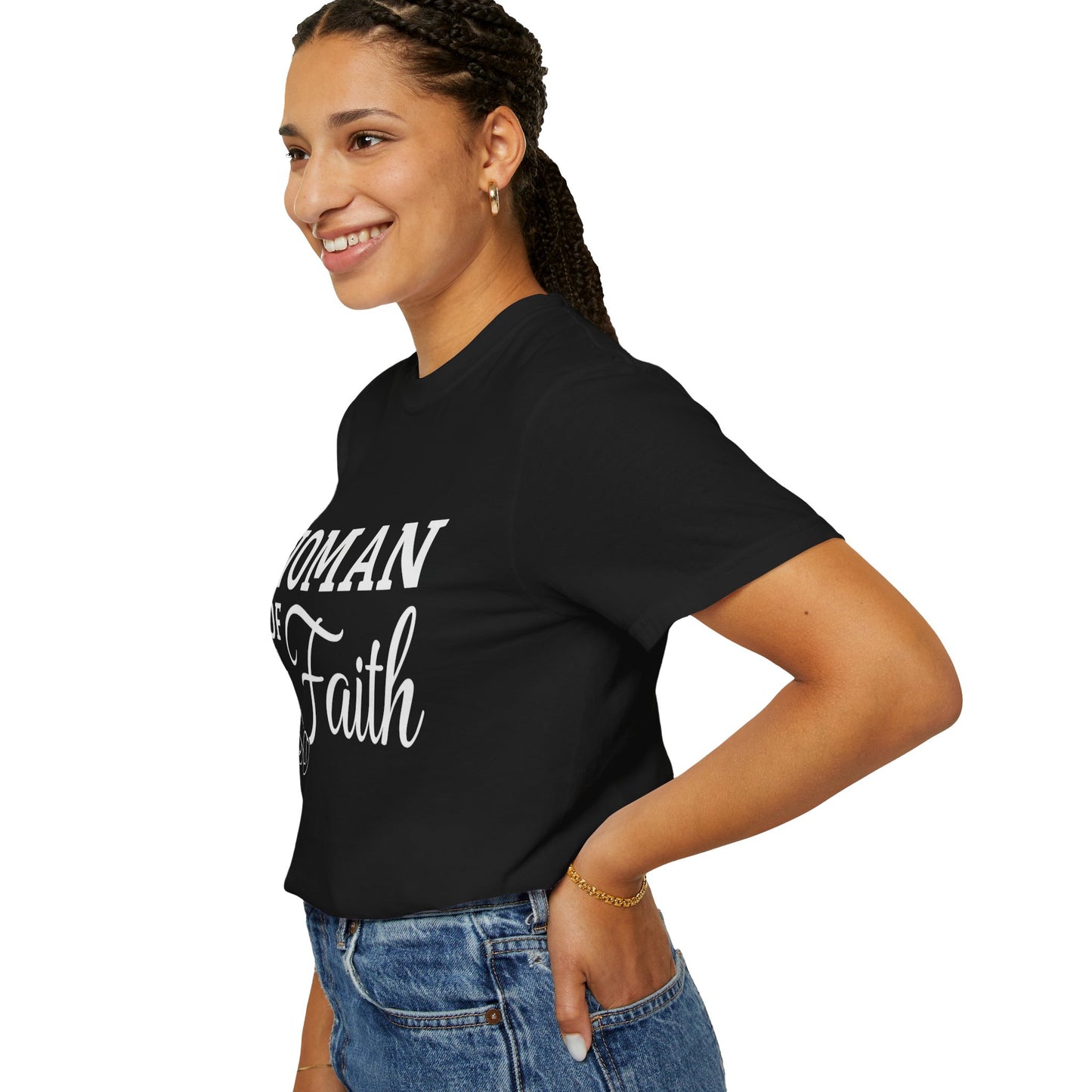 Woman of Faith Garment-Dyed T-shirt, Inspirational Apparel, Religious Gift, Christian Tee, Faith-Based Fashion, Unisex Shirt