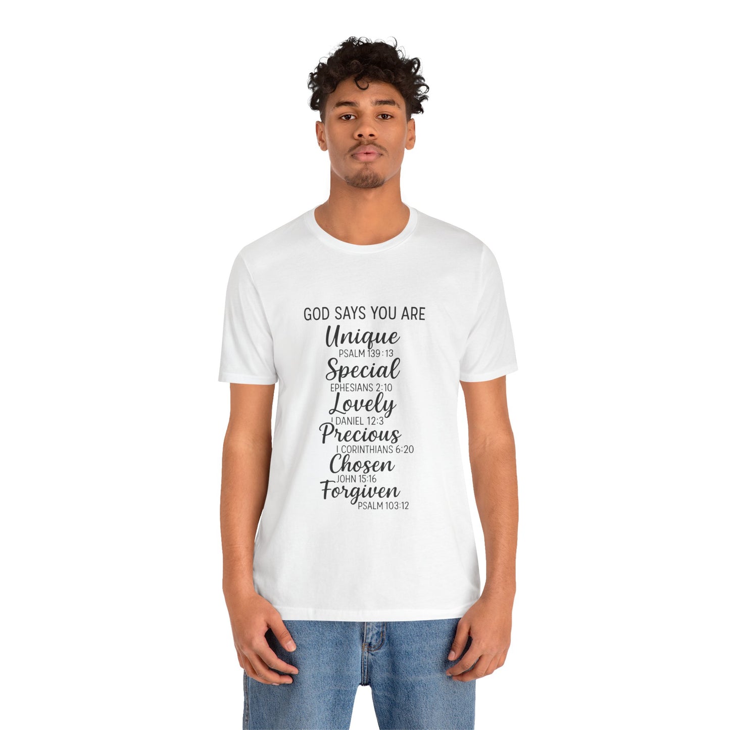 Inspirational Quote Tee, God Says You Are Unique T-Shirt, Faith Apparel, Christian Gift, Motivational Wear